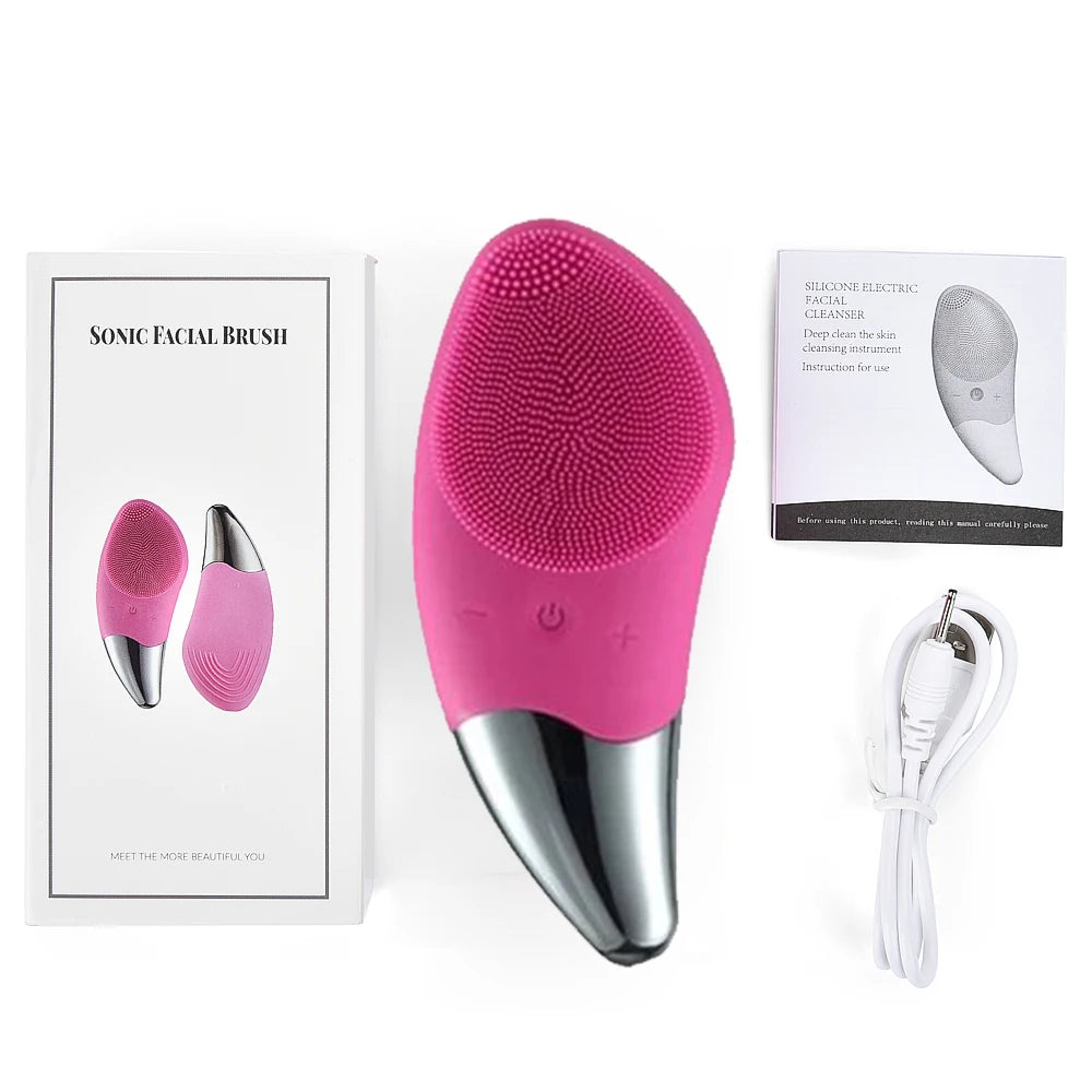 Brosse Électrique Ultrasonique 2-en-1 – Nettoyage Profond & Massage Visage