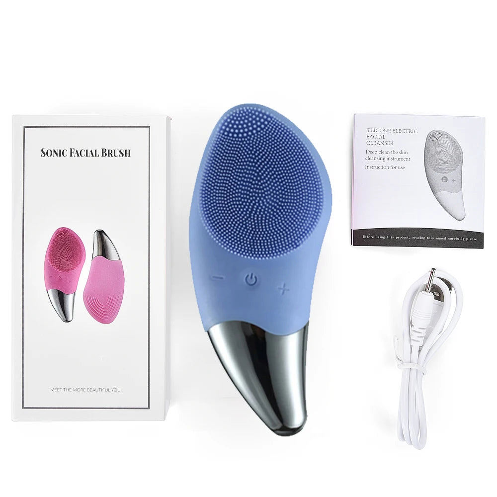 Brosse Électrique Ultrasonique 2-en-1 – Nettoyage Profond & Massage Visage
