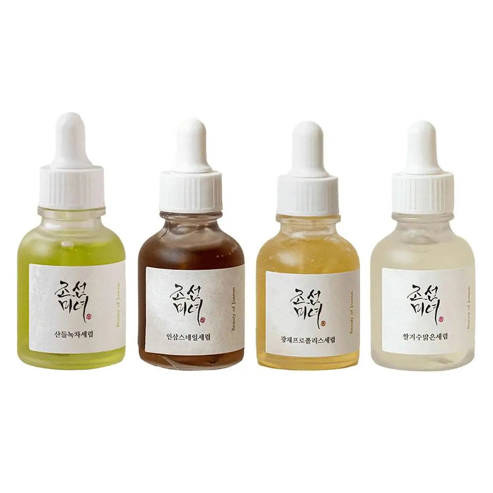 Huile Essentielle Apaisante au Ginseng, Propolis, Niacinamide, Thé Vert et Panthénol – Hydratation & Protection avec Écran Solaire au Riz Coréen et Sérum Probiotique