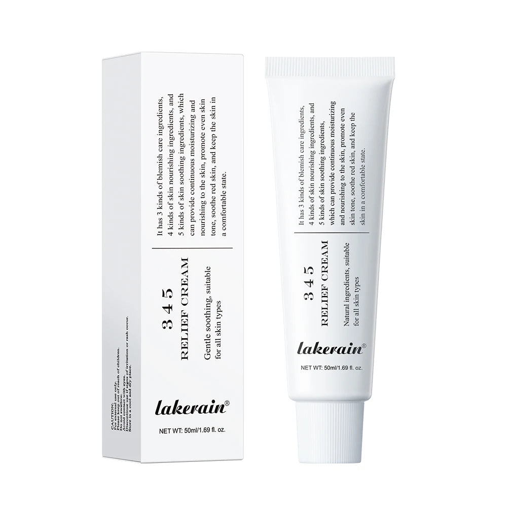 Crème 345 Relief – Hydratation, correction des imperfections, nutrition et apaisement pour une routine de soin complète.