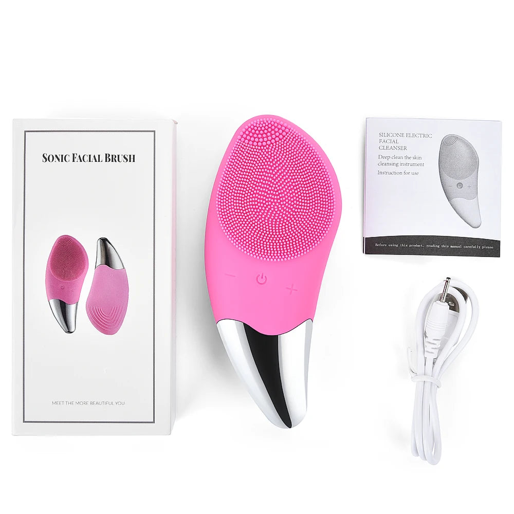Brosse Électrique Ultrasonique 2-en-1 – Nettoyage Profond & Massage Visage